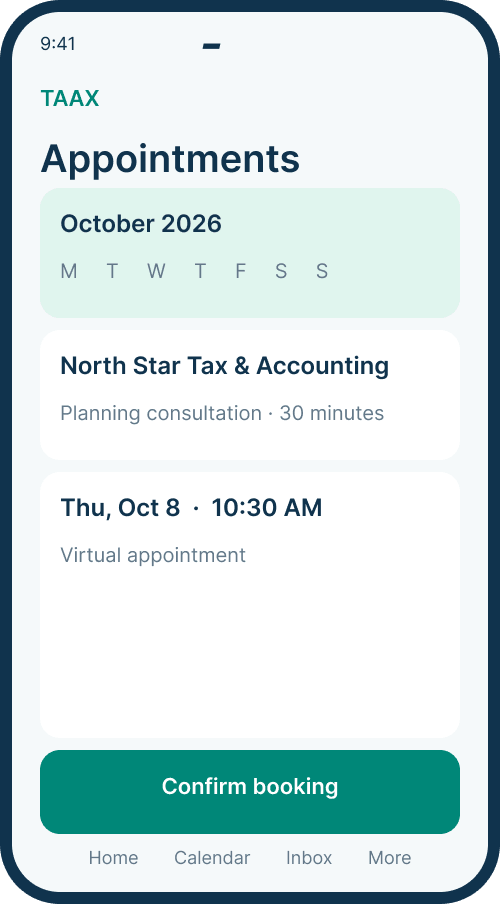 Appointments screen