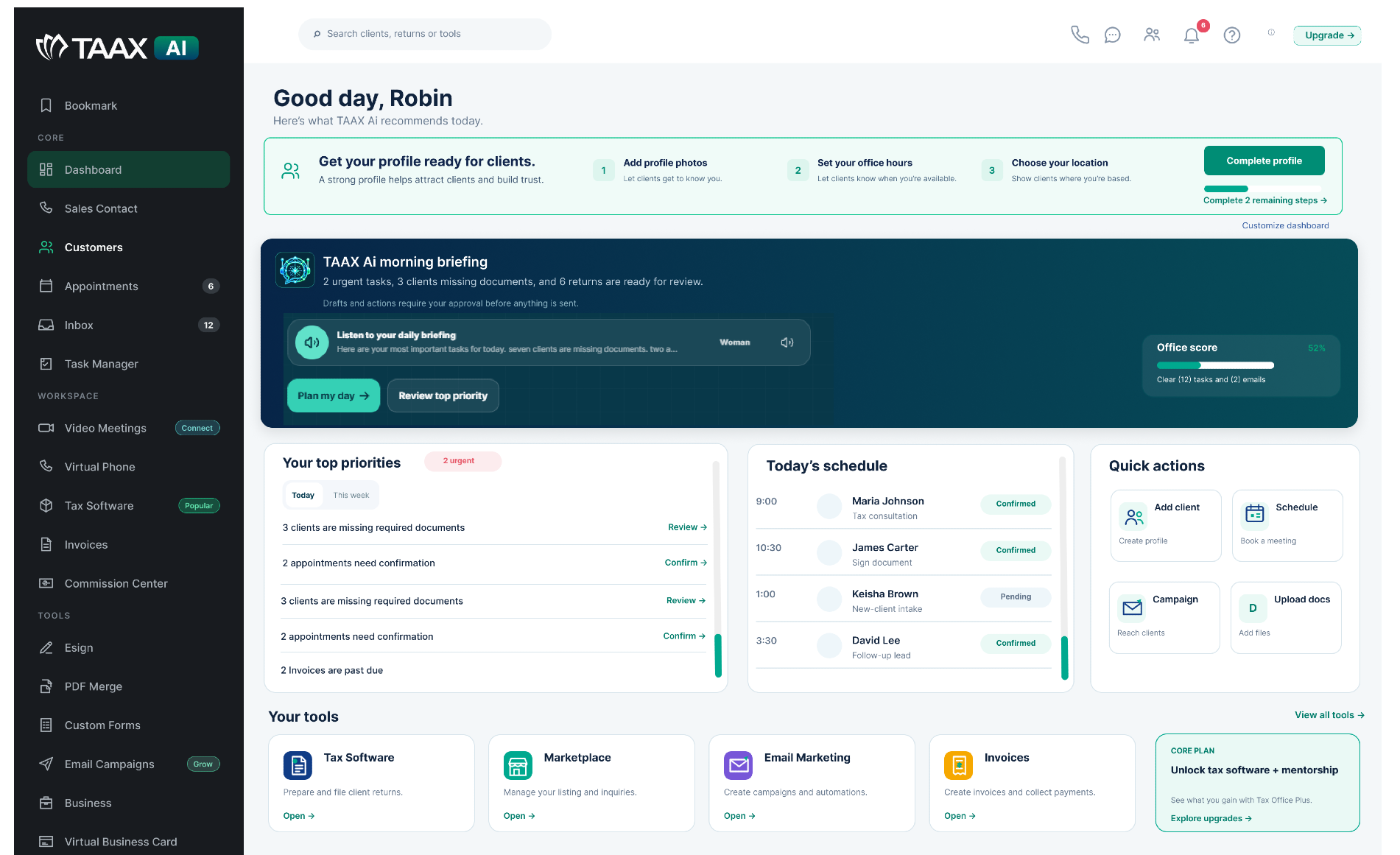Current TAAX Ai desktop dashboard